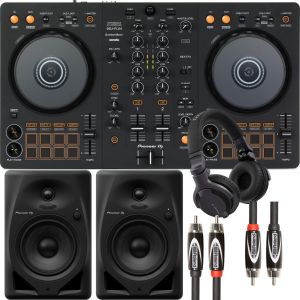 Pioneer DJ DDJ-FLX4 Controller + Studio Monitors, Headphones and Cable