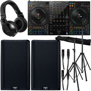 Pioneer DJ DDJ-FLX10 Controller with Speakers, Headphone, Speaker stands and Cables